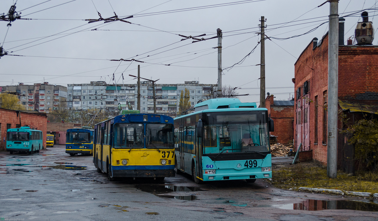 Chernihiv, ZiU-682V [V00] # 377; Chernihiv, Etalon T12110 “Barvinok” # 499; Chernihiv — Trolleybus depot infrastructure
