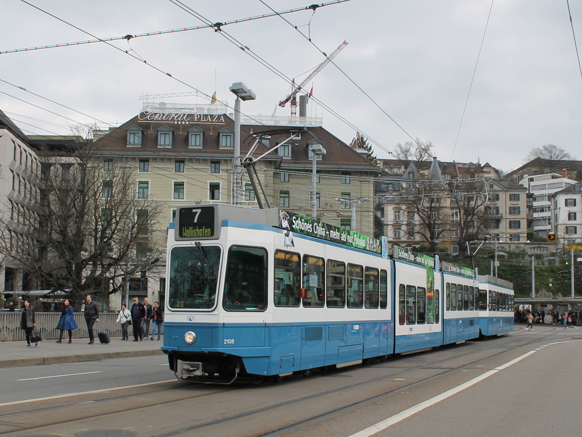 Zurich, SWP/SIG/ABB Be 4/8 "Tram 2000 Sänfte" № 2108