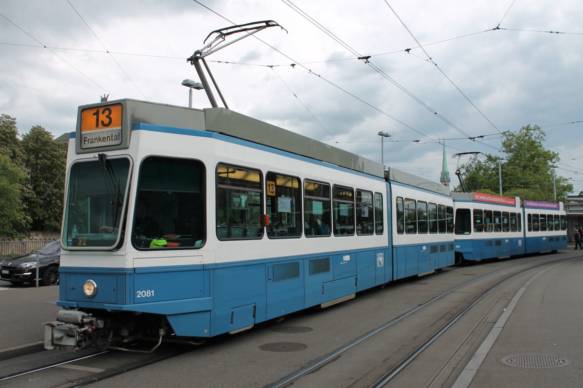 Zürich, SWP/SIG/BBC Be 4/6 "Tram 2000" Nr. 2081