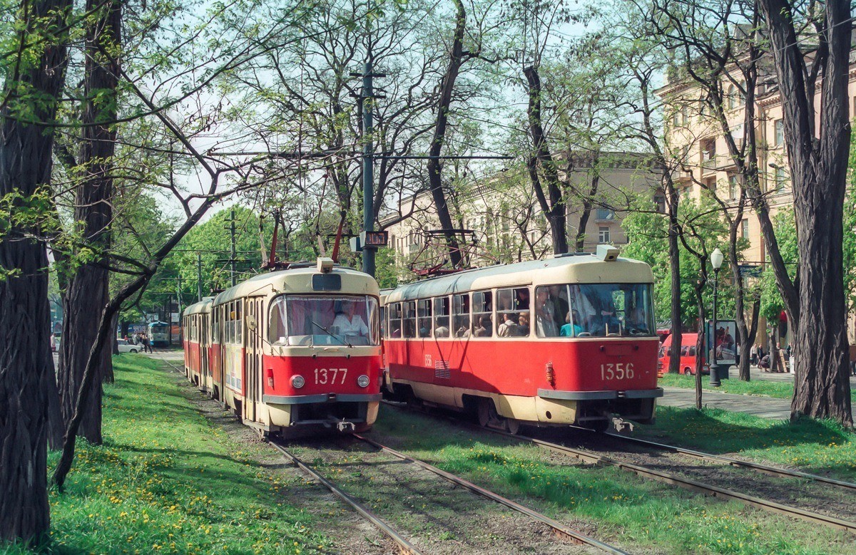 Dnipro, Tatra T3SU nr. 1377; Dnipro, Tatra T3SU nr. 1356; Dnipro — Old photos: Shots by foreign photographers