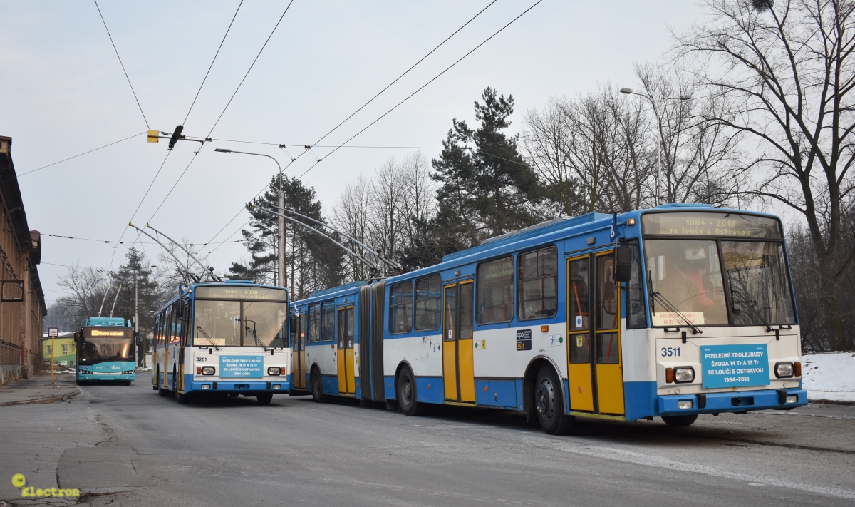 Острава, Škoda 15TrM № 3511; Острава, Škoda 14TrM № 3261; Острава — Последняя неделя эксплуатации троллейбусов Škoda 15Tr