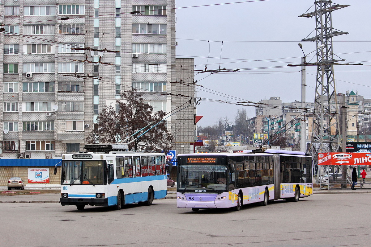 Kremenchuk, YMZ T2 Nr. 183; Kremenchuk, LAZ E301A1 Nr. 198