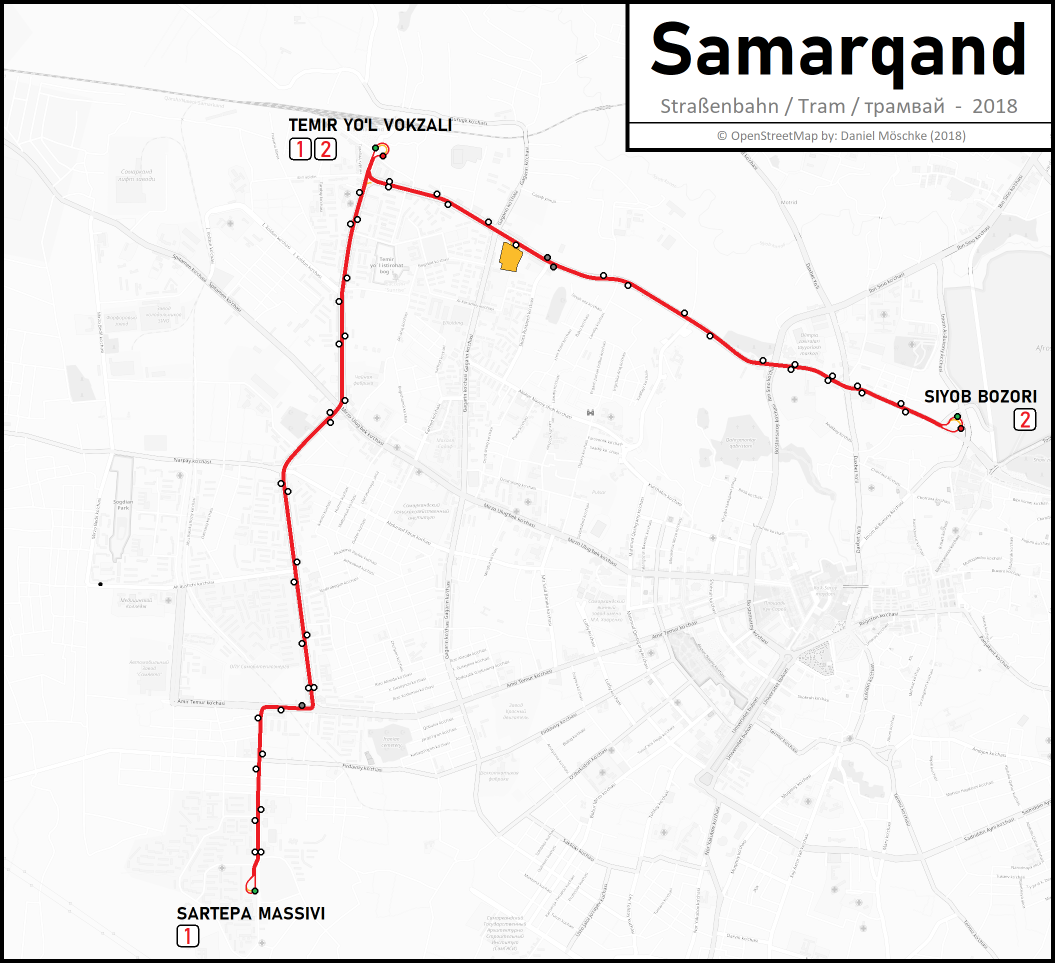 Карты, созданные с использованием OpenStreetMap; Самарканд — Схемы
