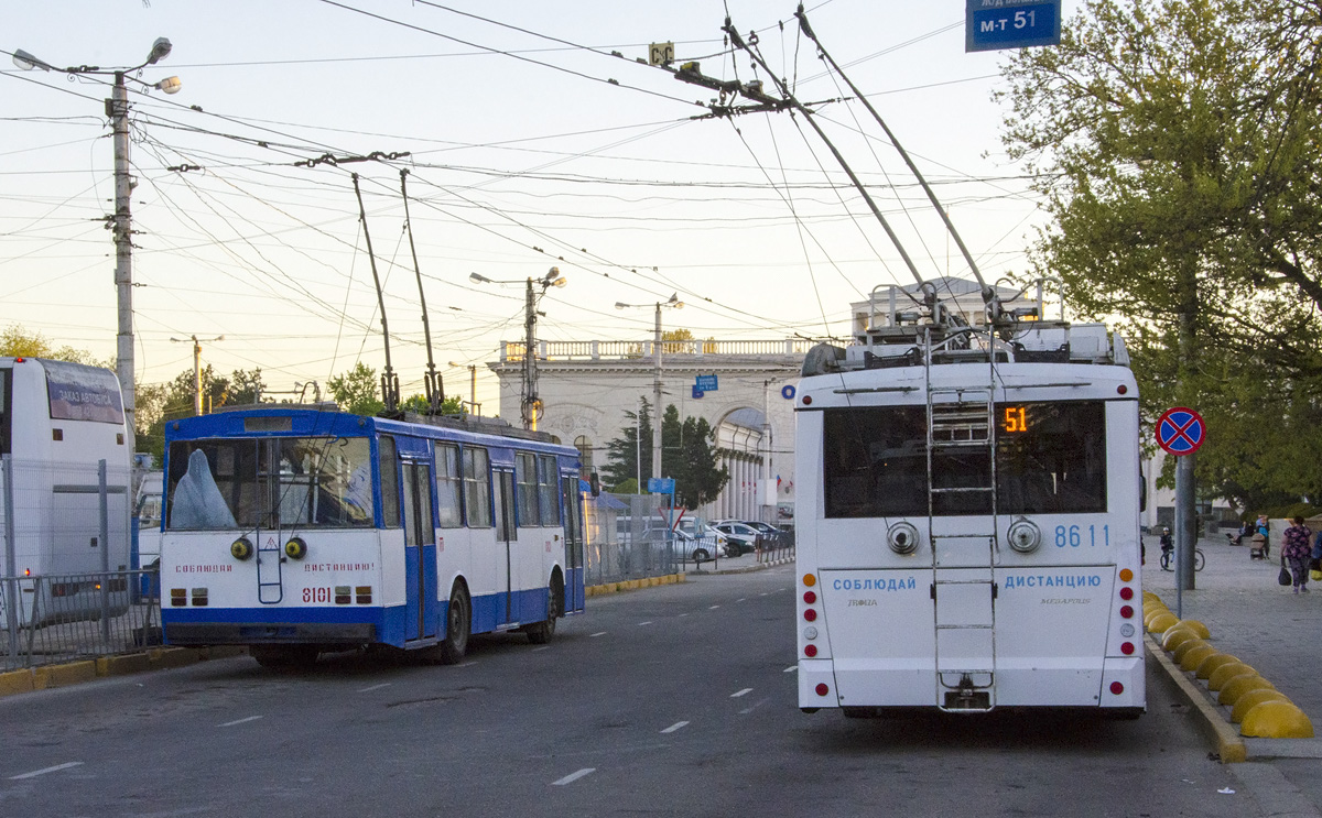 Crimean trolleybus, Trolza-5265.05 “Megapolis” № 8611; Crimean trolleybus, Škoda 14Tr89/6 № 8101