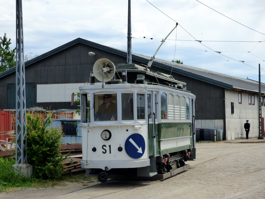 Skjoldenæsholm, 2-axle motor car nr. S1; Skjoldenæsholm — 40 year jubilee of Sporvejsmuseet — 26.05.2018.