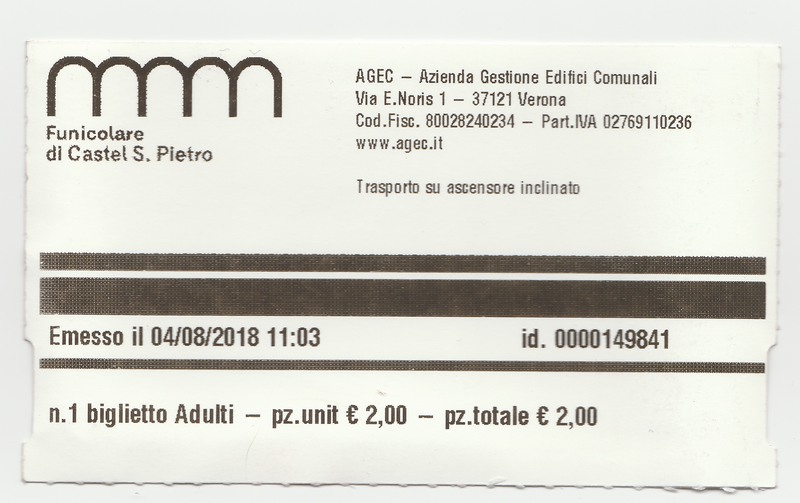 Verona — Funicular; Verona — Tickets