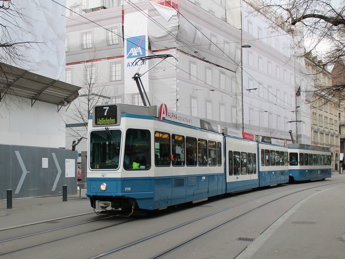 Zurich, SWP/SIG/ABB Be 4/8 "Tram 2000 Sänfte" N°. 2119