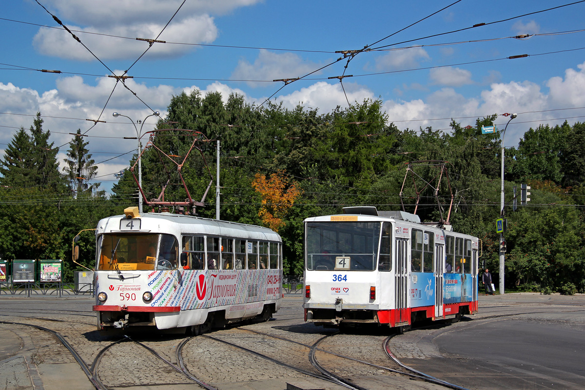 Екатеринбург, Tatra T3SU № 590; Екатеринбург, Tatra T6B5SU № 364