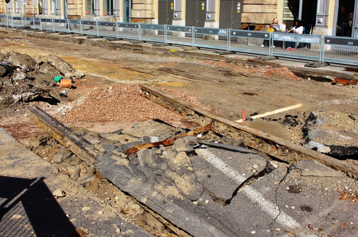 Dresden — Remains of former tram tracks