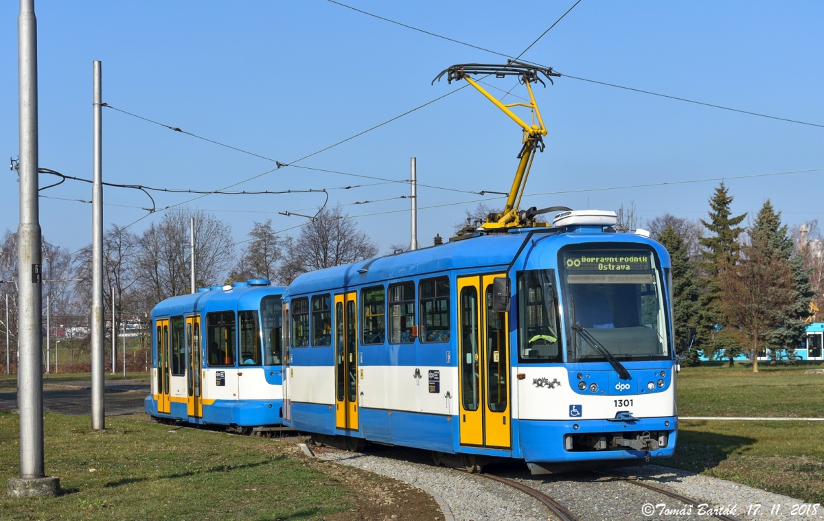 Ostrava, Tatra T3R.EV č. 1301; Ostrava, VV60LF č. 301