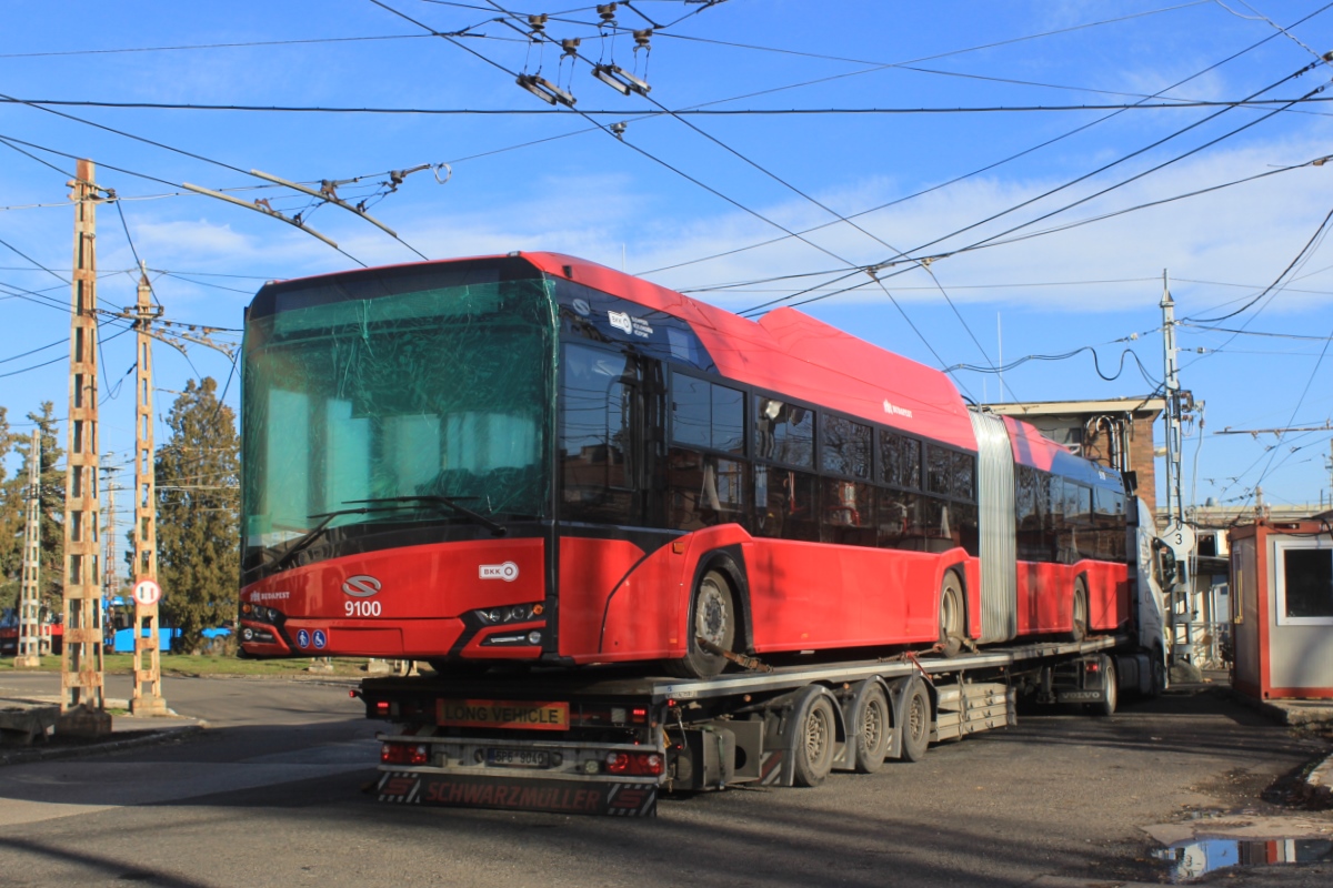 Будапешт, Solaris Trollino IV 18 Škoda № 9100; Будапешт — Новые вагоны; Будапешт — Троллейбусный парк