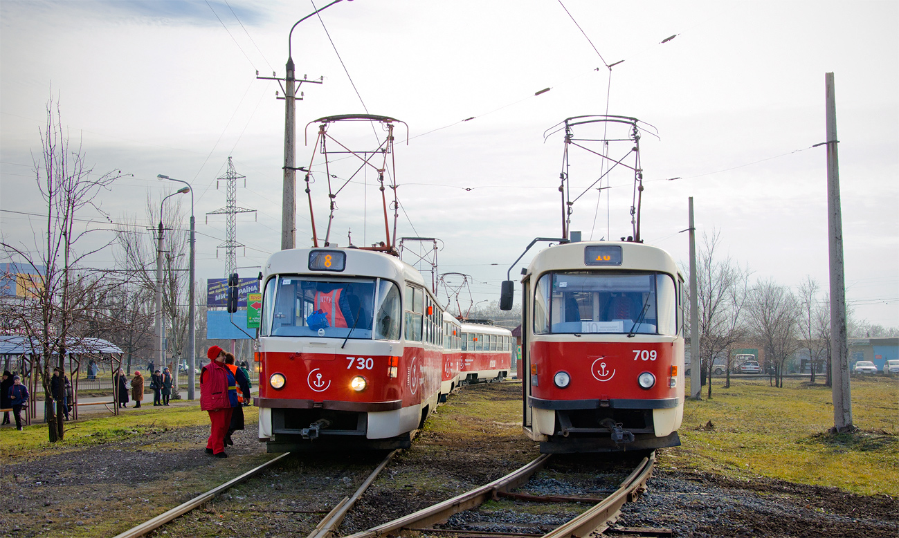 Mariupol, Tatra T3A Nr 730; Mariupol, Tatra T3SUCS Nr 709; Mariupol — Miscellaneous photos