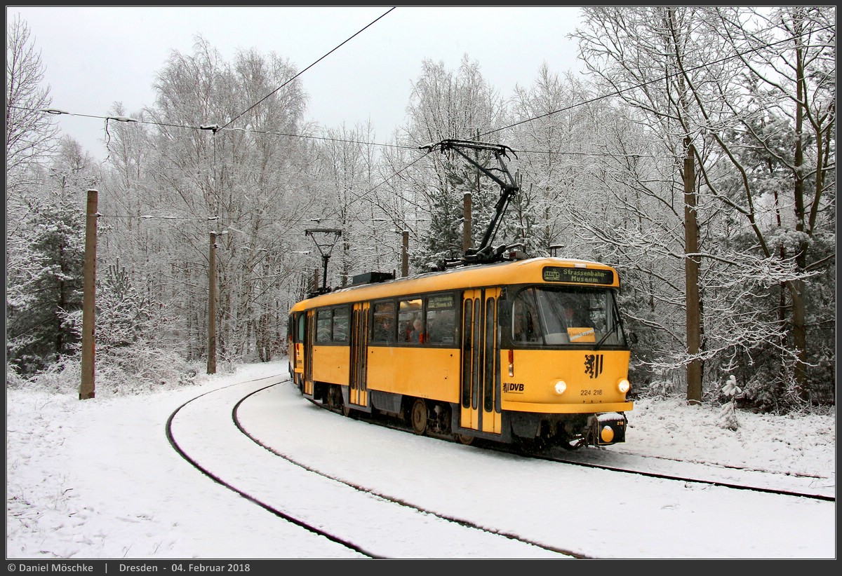 Дрезден, Tatra T4D-MT № 224 218; Дрезден — Последний день трамвайного движения в кольце «Дибштайг» (04.02.2018)