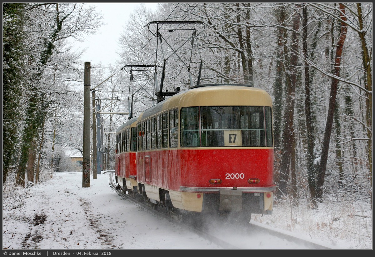 Дрезден, Tatra T4D № 2000 (201 314); Дрезден — Последний день трамвайного движения в кольце «Дибштайг» (04.02.2018)