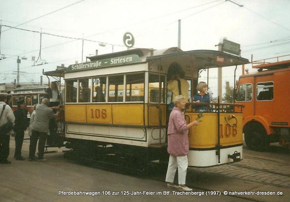 Drážďany, Brill 2-axle trailer car č. 106; Drážďany — 125th anniversary of Dresden tram (27-28.09.1997)