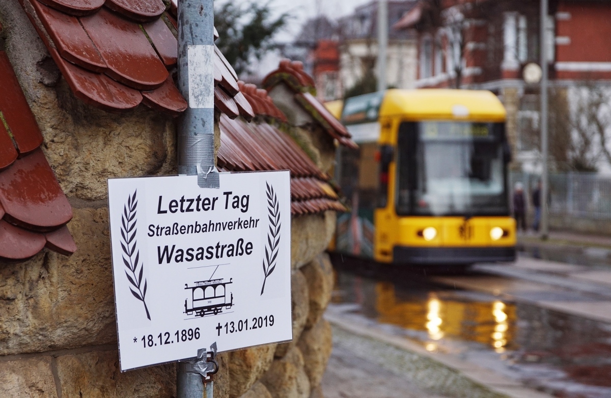 Дрезден — Креативные фотографии; Дрезден — Последний день трамвайного движения на улицах Вазаштрассе и Франц-Лист-Штрассе (13.01.2019)