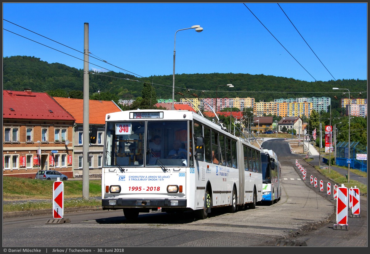 Chomutov, Škoda 15Tr11/7 # 008; Chomutov — Non-realized fast-tramway project in the 80s • Nerealizovaný projekt rychlodrahy v 80. letech; Chomutov — Official farewell of Škoda 15Tr trolleybusses (30.06.2018) • Oficiální rozloučení s trolejbusy Škoda 15Tr (30.06.2018)