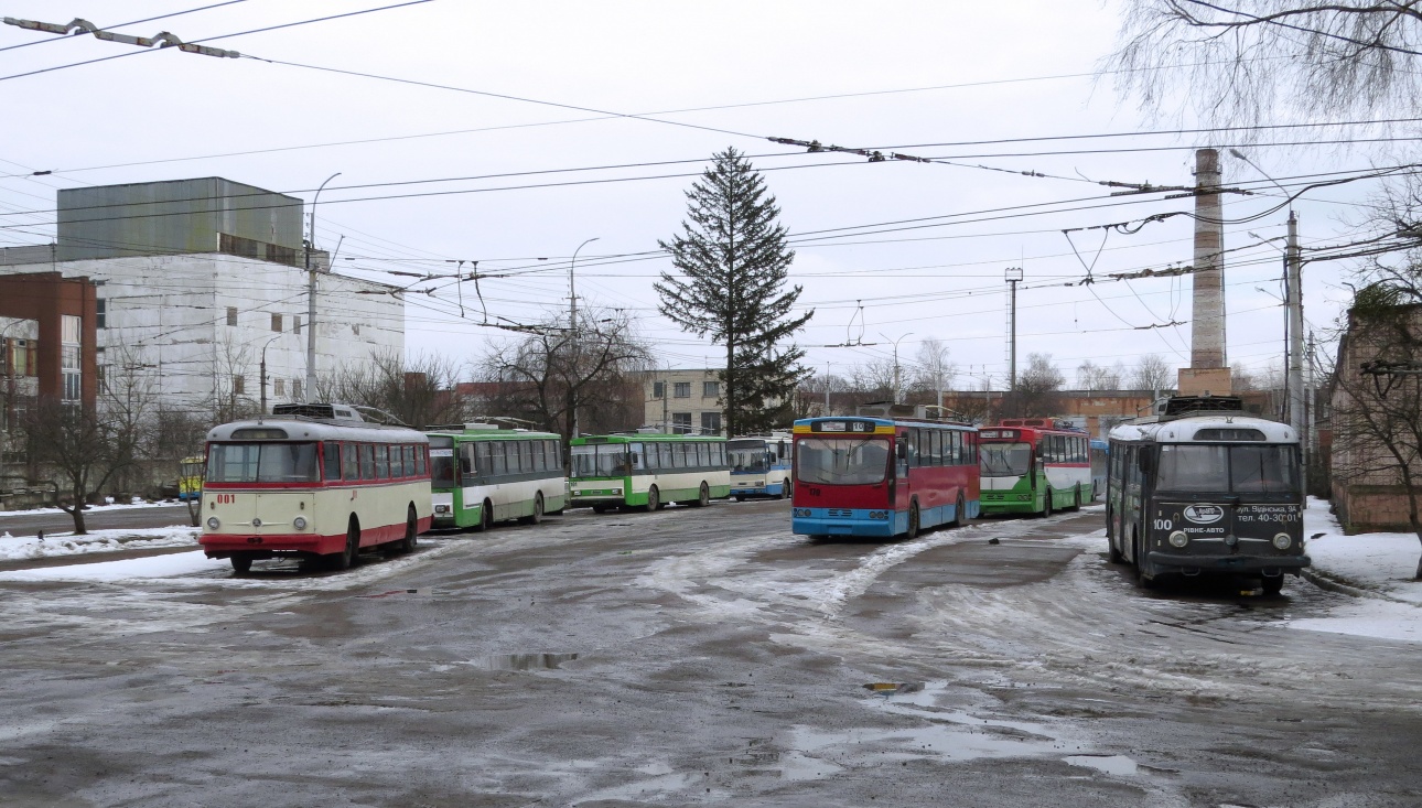 Ровно, Škoda 9Tr19 № 001; Ровно, Jelcz/KPNA PR110E № 170; Ровно, Škoda 9TrH29 № 100