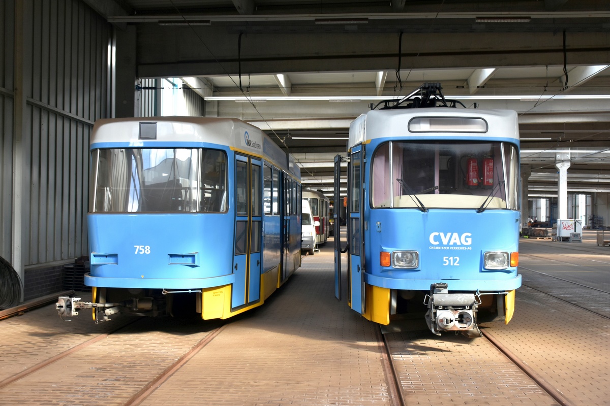 Хемниц, Tatra B3DM № 758; Хемниц, Tatra T3DM № 512