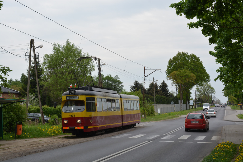 Łódź, Duewag GT6 № 1038; Łódź — Suburban trams — Lutomiersk