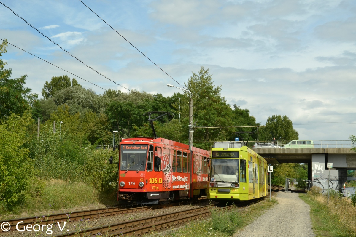 Бранденбург-на-Хафеле, Tatra KT4DMC № 179; Бранденбург-на-Хафеле, Duewag MGT6D № 102