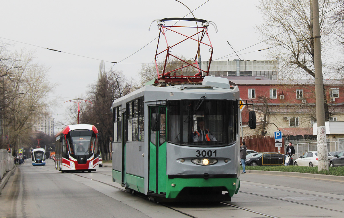 Moscou, 71-135 (LM-2000) N°. 3001; Moscou — Parade to 120 years of Moscow tramway on April 20, 2019