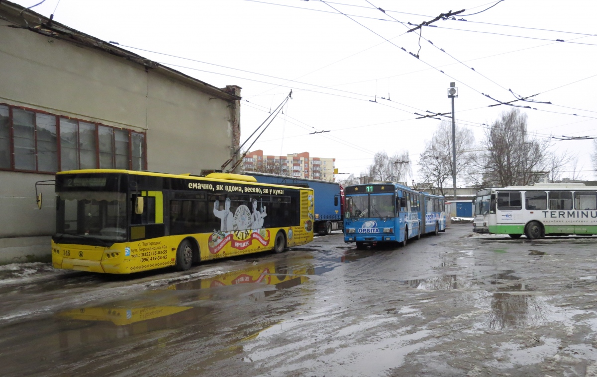Тернополь, ЛАЗ E183D1 № 146; Тернополь, Škoda 15TrM № 157