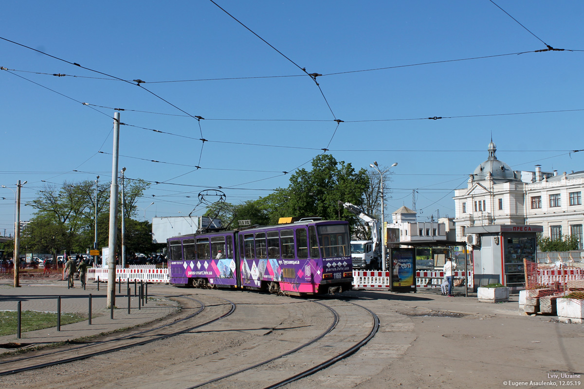 Lviv, Tatra KT4D № 1166; Lviv — Tracks reconstruction: Dvirtseva sq.[01.03.2019-07.12.2019]