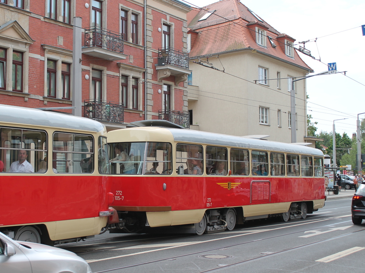 Дрезден, Tatra B4D № 272 105 (251 315); Дрезден — 25 лет Трамвайного музея — 50 лет Татры (03.06.2017)