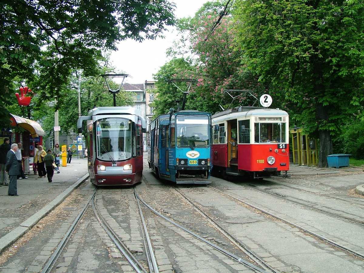 Tramways de Silésie, Alstom 116Nd N°. 810; Tramways de Silésie, Konstal 105Na N°. 683; Tramways de Silésie, Konstal N N°. 1100