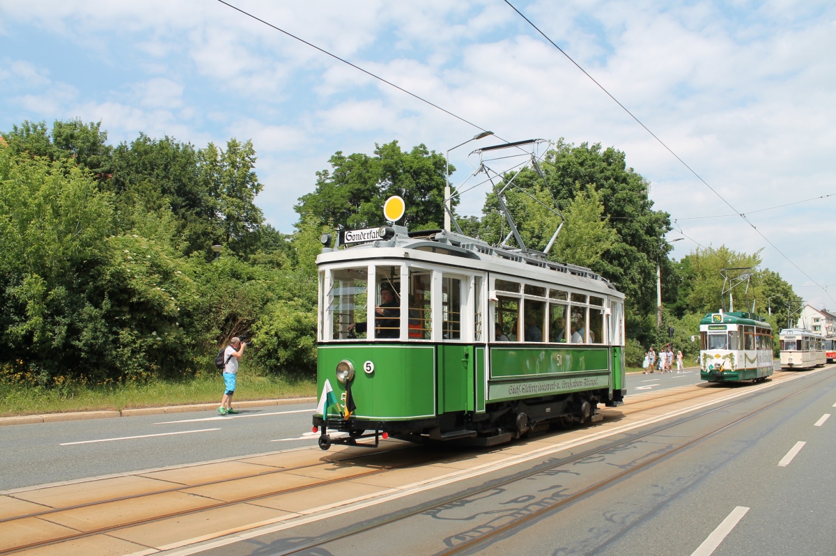 Plauen, MAN/SSW 2-axle motor car č. 51; Plauen — Anniversary: 125 years of Plauen tramway (23.06.2019) • Jubiläum: 125 Jahre Straßenbahn Plauen (23.06.2019)