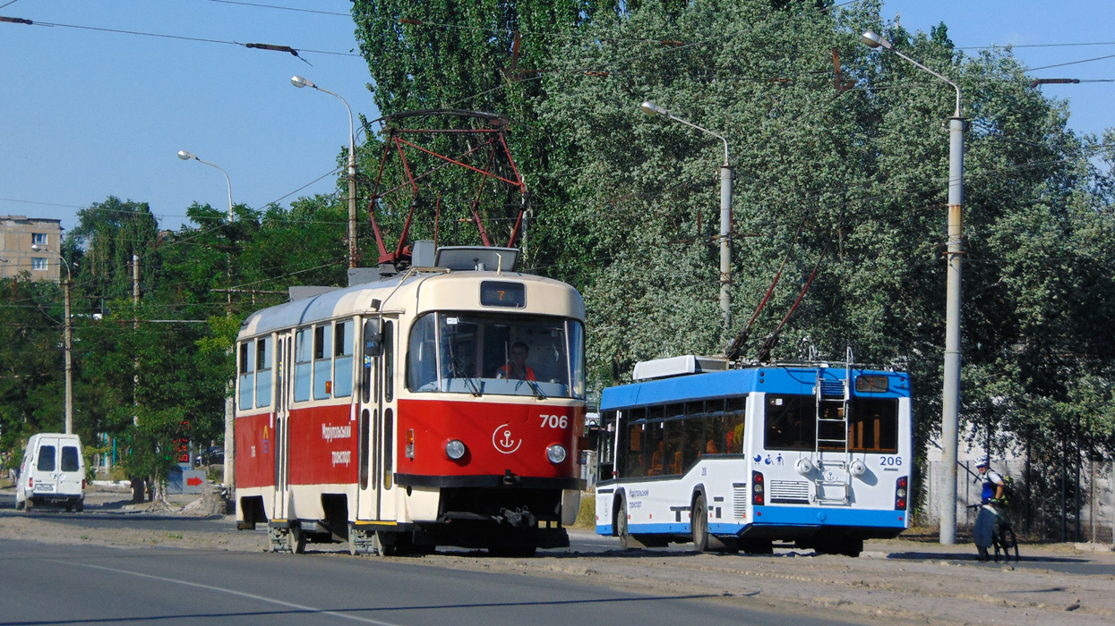 Мариуполь, Tatra T3SUCS № 706; Мариуполь, Дніпро Т103 № 206