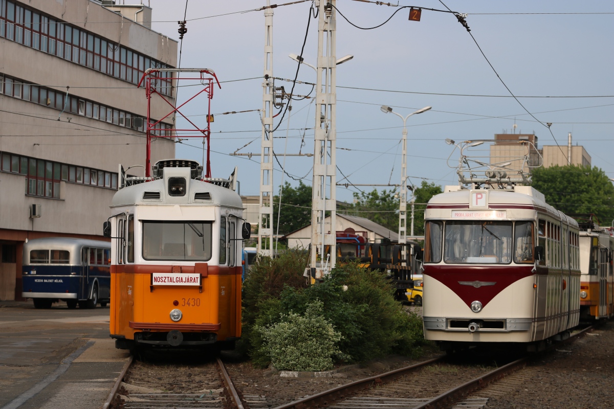 Budapešť, Ganz MUV č. 3430; Budapešť, CSM-1 č. 3720; Budapešť — Tram depots