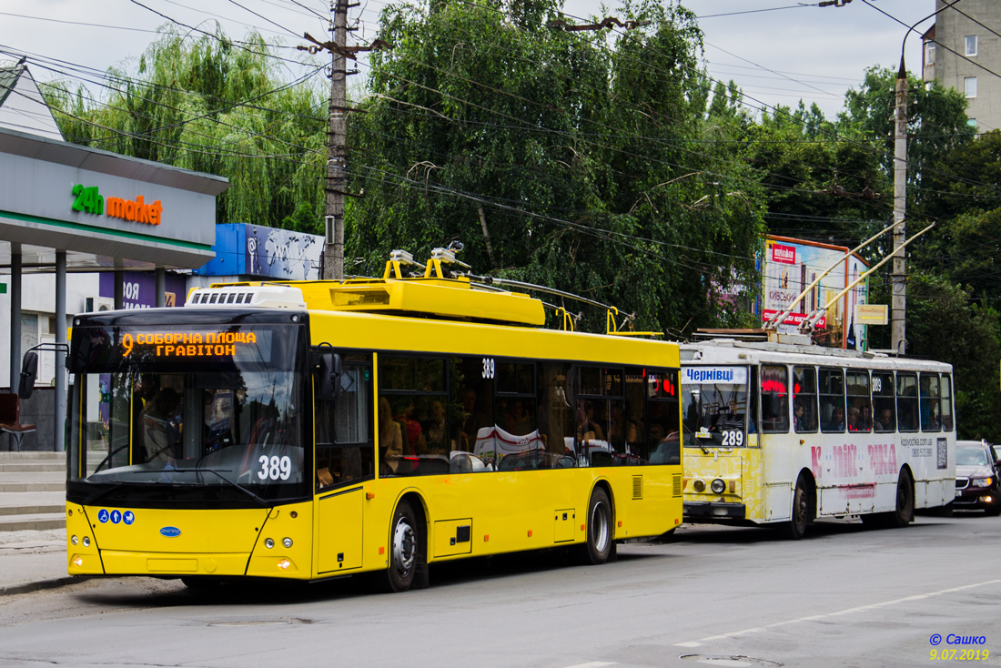 Черновцы, Дніпро Т203 № 389; Черновцы, Škoda 14Tr89/6 № 289; Черновцы — Ремонт улицы Русской