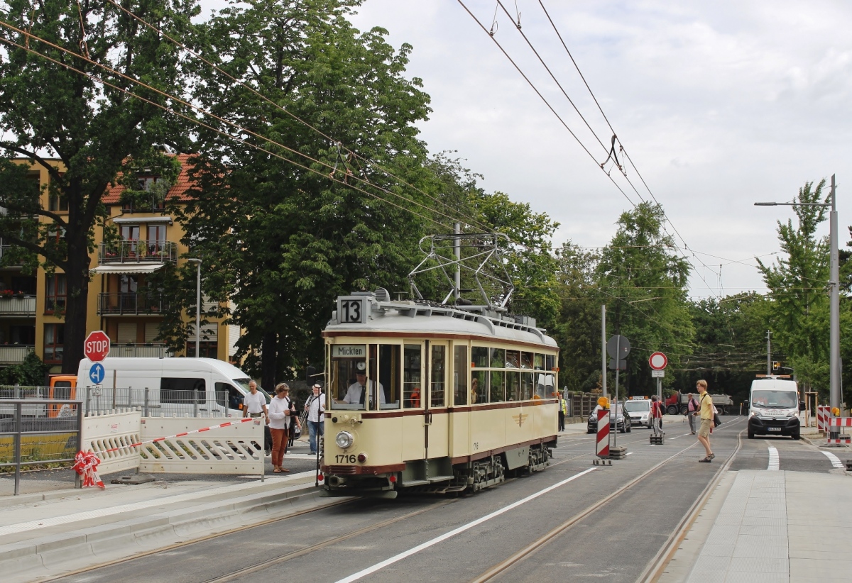 Dresden, Busch Großer Hecht # 1716 (201 303); Dresden — Opening of the new tram line at Oskarstraße (04-06.07.2019)