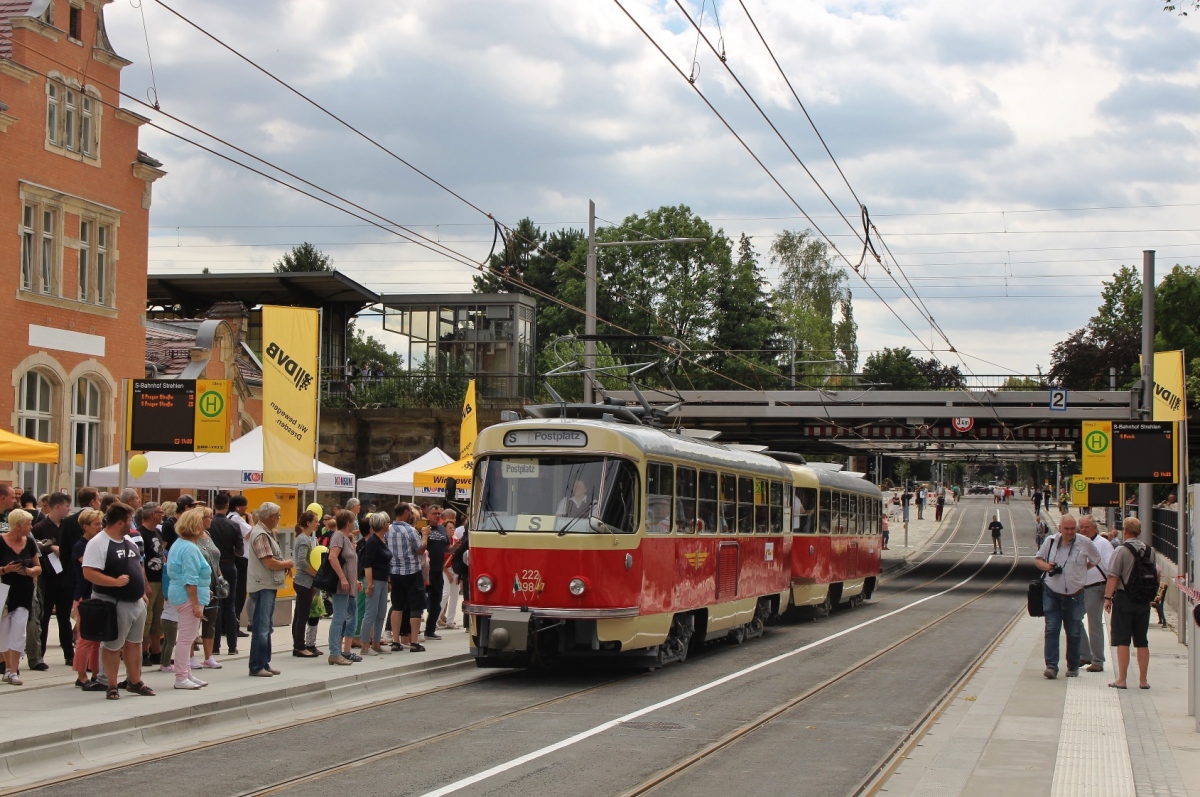 Дрезден, Tatra T4D № 222 998 (201 315); Дрезден — Открытие новой трамвайной линии на улицах Тиргартенштрассе и Оскарштрассе (04-06.07.2019)