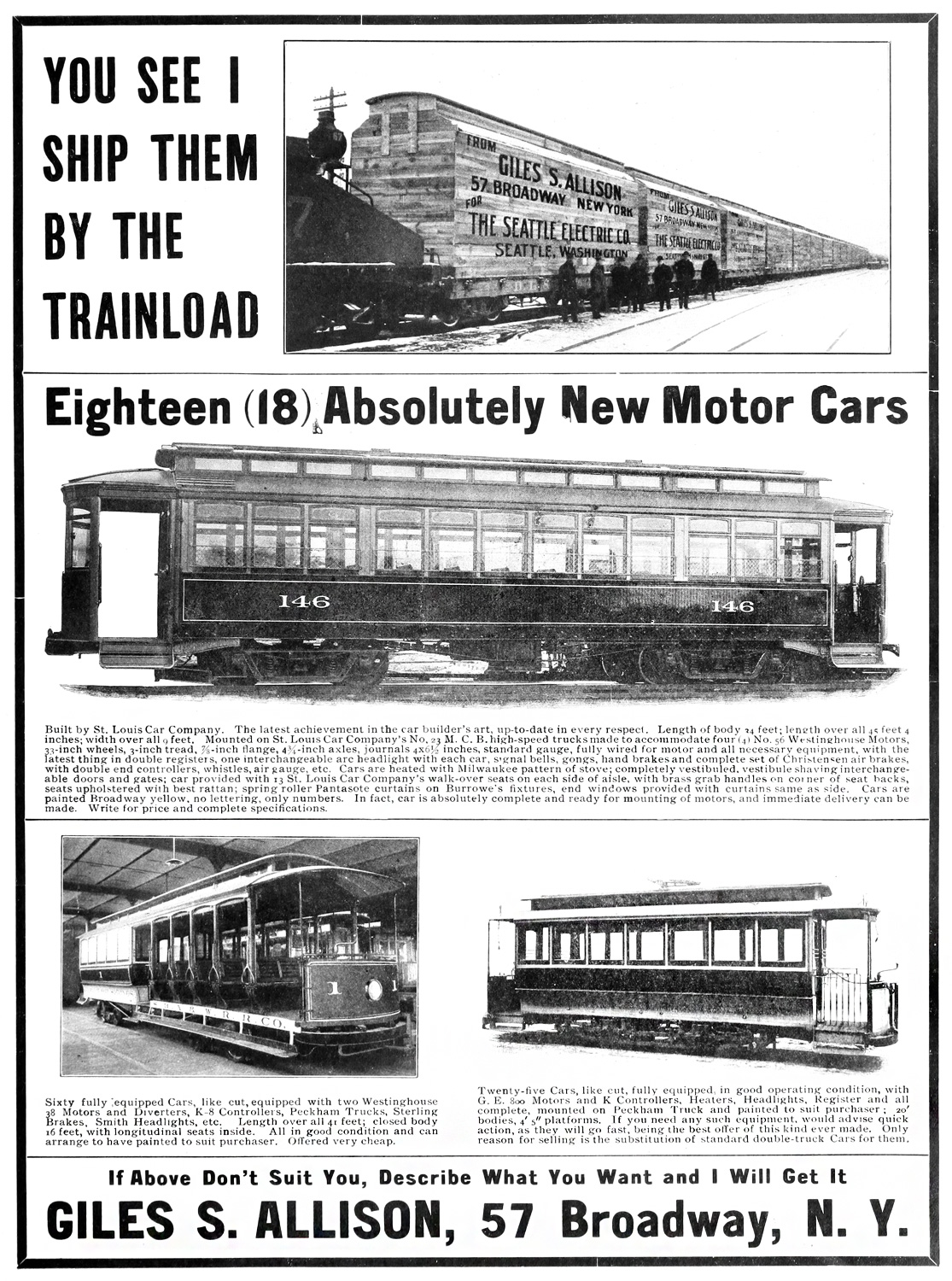 Аллентаун, Четырёхосный моторный St. Louis № 146; Нью-Йорк — Third Avenue Railway System; Реклама и документация