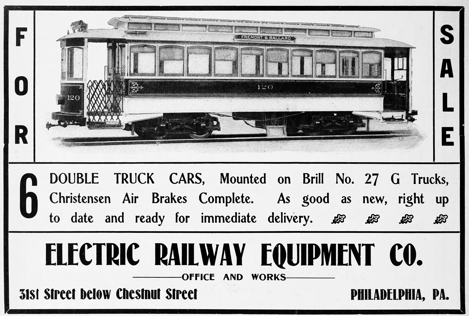 Seattle, Brill 4-axle motor car # 120; Advertising and documentation