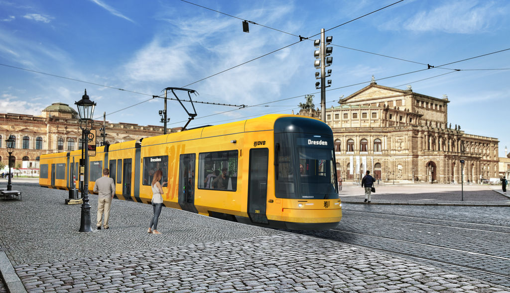 Баутцен — Анимации новых трамвайных вагонов Бомбардье; Дрезден — Новые трамвайные вагоны «Бомбардье NGT DX DD»