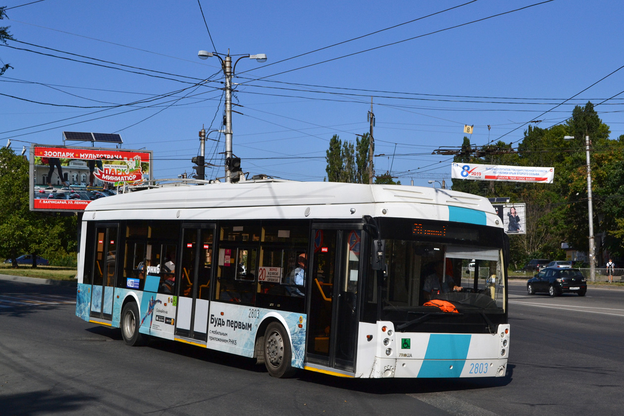 Krymský trolejbus, Trolza-5265.03 “Megapolis” č. 2803; Krymský trolejbus — The movement of trolleybuses without CS (autonomous running).