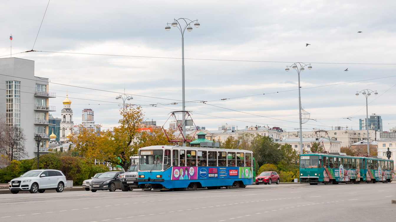 Екатеринбург, 71-402 № 808; Екатеринбург, Tatra T6B5SU № 755
