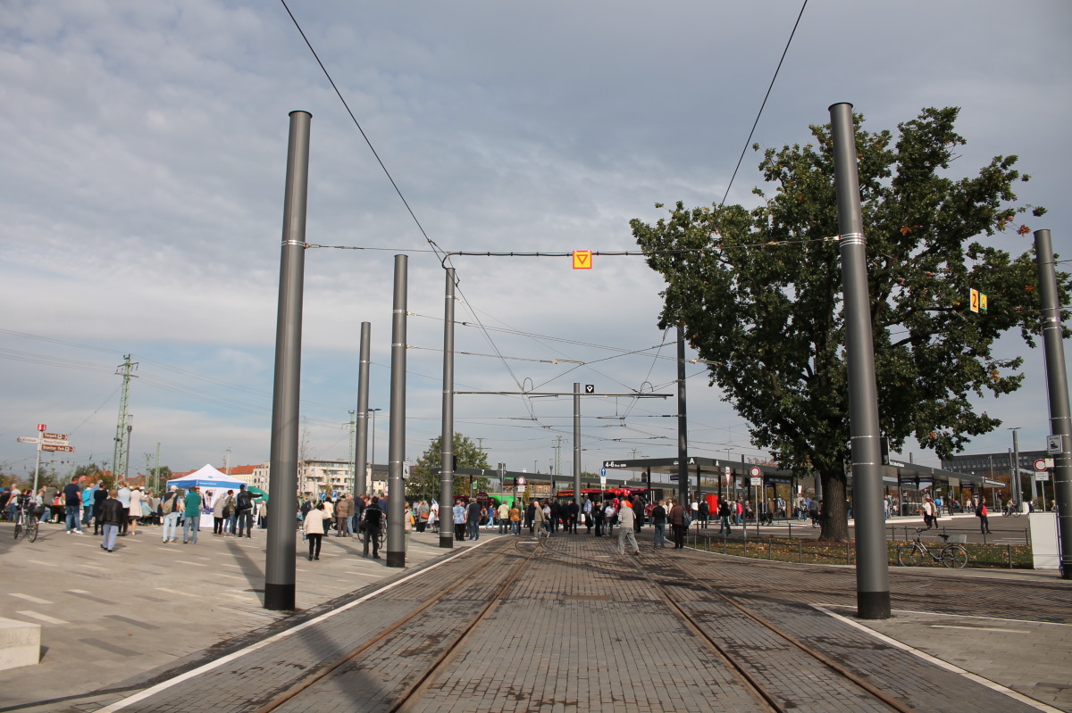 Chociebuż — Opening of the new transfer point at main station (21.10.2019); Chociebuż — Tram lines and infrastructure