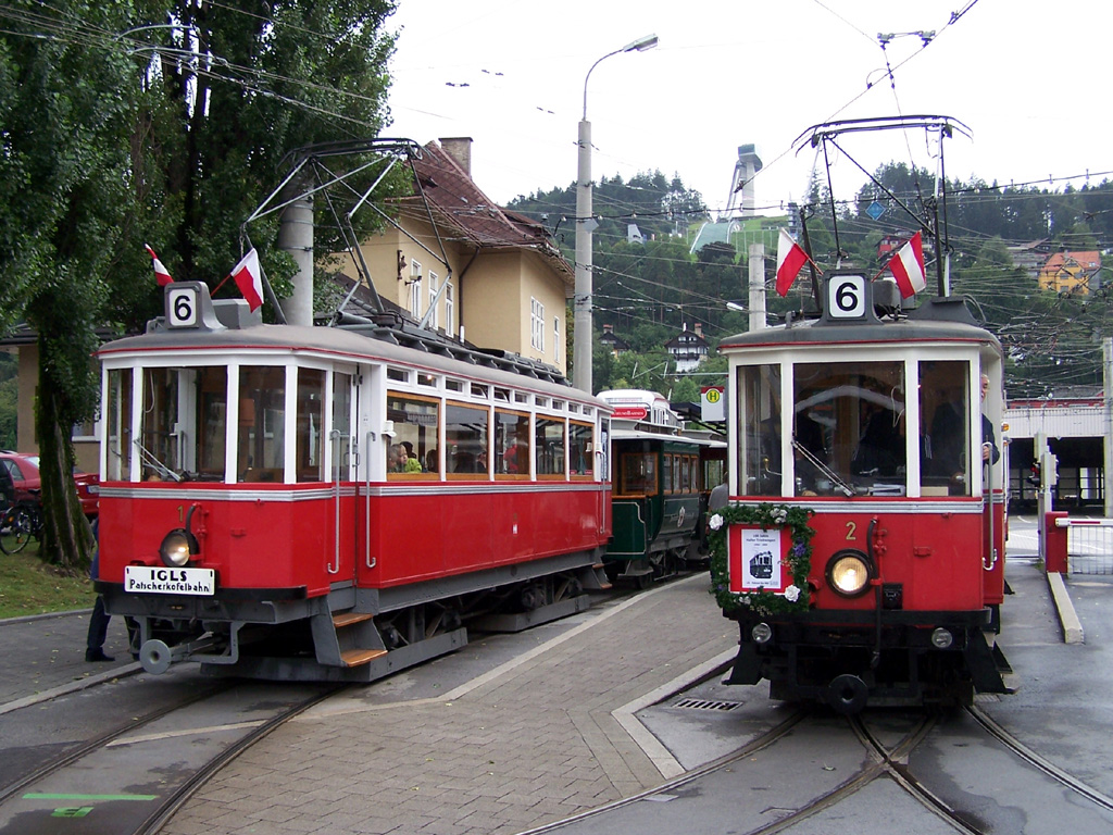 Innsbruck, Graz 4-axle motor car č. 1; Innsbruck, Graz 4-axle motor car č. 2; Innsbruck — 100 Jahre Haller Triebwagen