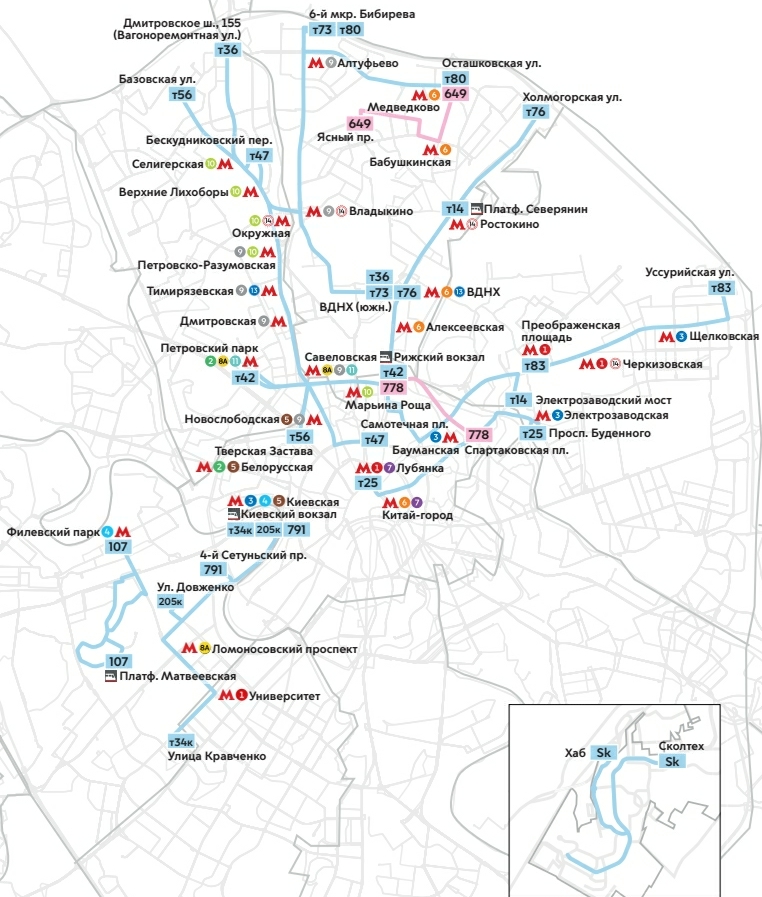 Moscova — Maps of Autonomous Electric Bus Lines