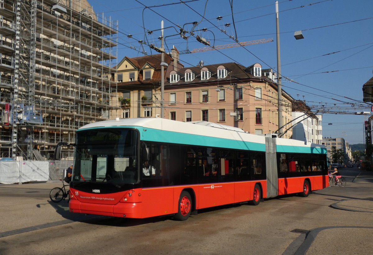 Bienne, Hess SwissTrolley 3 (BGT-N2C) N°. 55