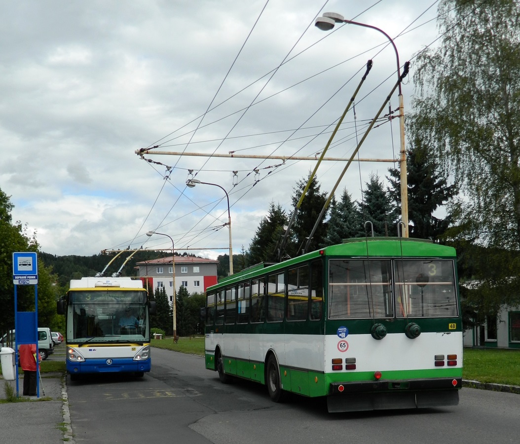 Mariánské Lázně, Škoda 14TrM # 48; Mariánské Lázně, Škoda 24Tr Irisbus Citelis # 57