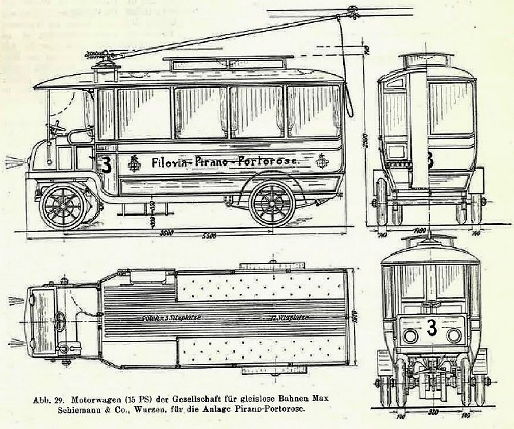 Пиран, Schiemann/Siemens № 3; Рисунки и чертежи подвижного состава; Пиран — Старые фотографии