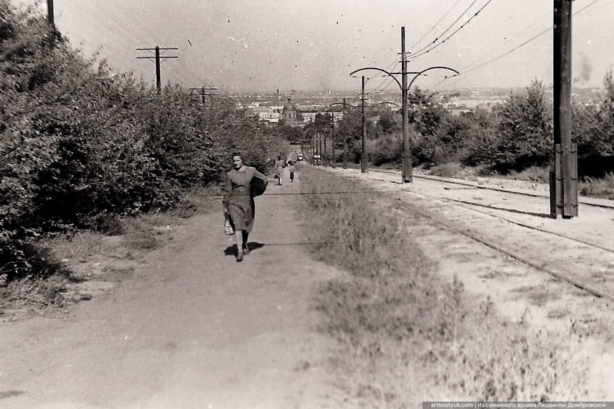 Dnipras — Old photos: Track, overhead wire and infrastructure