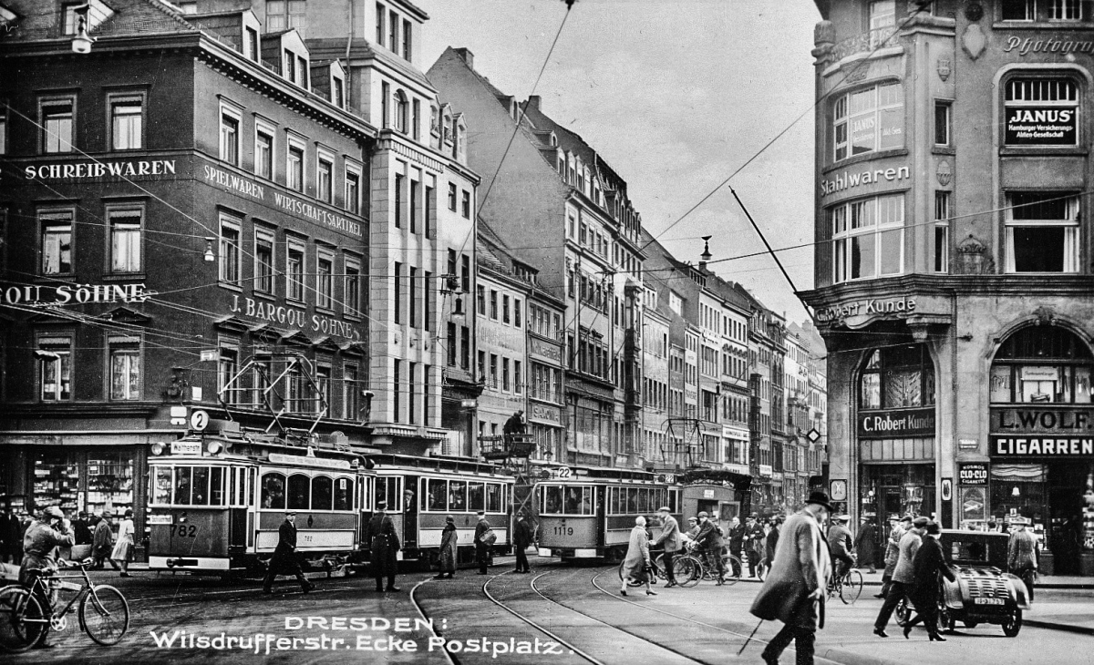 Дрезден, Двухосный моторный Dresden № 782; Дрезден, Двухосный прицепной Dresden № 1119; Дрезден — Старые фотографии (трамвай)
