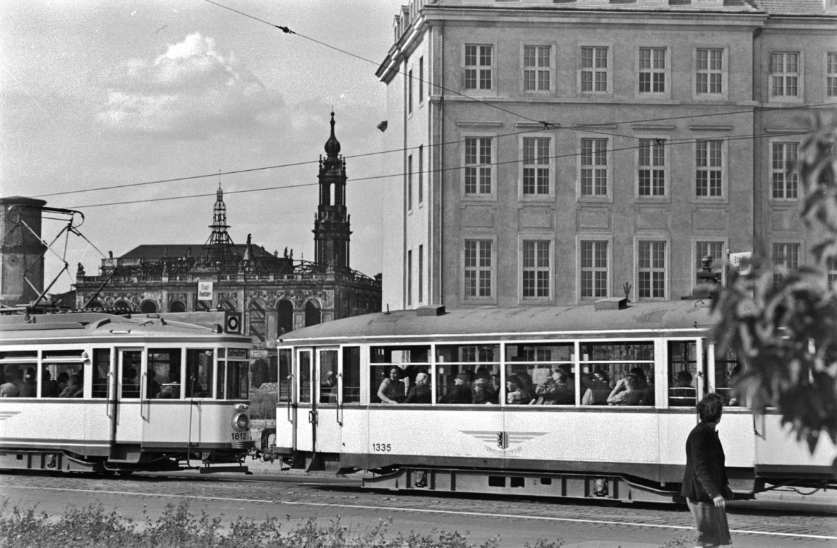 Дрезден, Christoph & Unmack Kleiner Hecht № 1812; Дрезден, Двухосный прицепной Christoph & Unmack № 1335; Дрезден — Старые фотографии (трамвай)